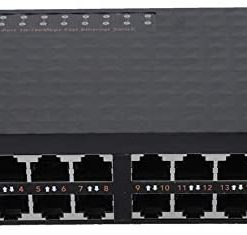 10/100Mbps 16 Ports Fast Ethernet LAN RJ45 Network Switch Switcher Hub Desktop PC with Adapter Network Csable White (Black)