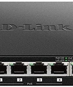 D-Link Ethernet PoE Switch, 5 Port Unmanaged with 4 PoE Ports Fanless Desktop or Wall Mount Plug and Play (DES-1005P), Black