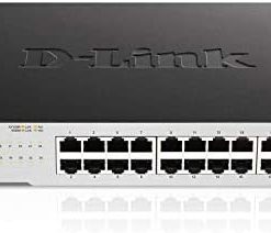 D-Link Ethernet Switch, 24 Port Gigabit Unmanaged Network Internet Hub Desktop Rackmount, Plug N Play (DGS-1024C),Black