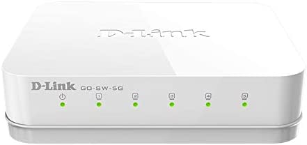 D-Link Ethernet Switch, 5 Port Unmanaged Gigabit Desktop Plug and Play Compact Design White (GO-SW-5G)