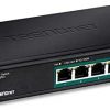 TRENDnet 6-Port Fast Ethernet PoE+ Switch, TPE-S50, 4 x Fast Ethernet PoE Ports, 2 x Fast Ethernet Ports, 60W PoE Budget, 1.2 Gbps Switch Capacity, Ethernet Network Switch, Metal, Lifetime Protection