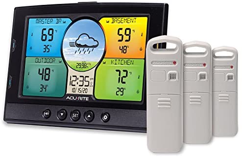 AcuRite 02082M Home Temperature & Humidity Station with 3 Indoor / Outdoor Sensors,Full Color