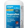 Amazon Basic Care Ibuprofen Tablets 200 mg, Pain Reliever/Fever ulcer (NSAID), Red, 500 Count