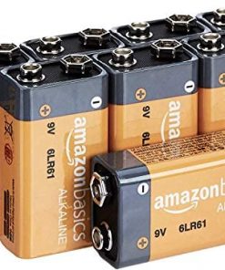 Amazon Basics 8 Pack 9 Volt Performance All-Purpose Alkaline Batteries, 5-Year Shelf Life, Easy to Open Value Pack