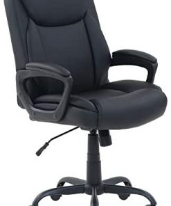 Amazon Basics Classic Puresoft PU-Padded Mid-Back Office Computer Desk Chair with Armrest - Black