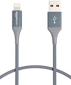 Amazon Basics Double Braided Nylon Lightning to USB Cable - Advanced Collection, MFi Certified Apple iPhone Charger, Dark Gray, 6-Foot (Durability Rated 10, 000 Bends) upgrade