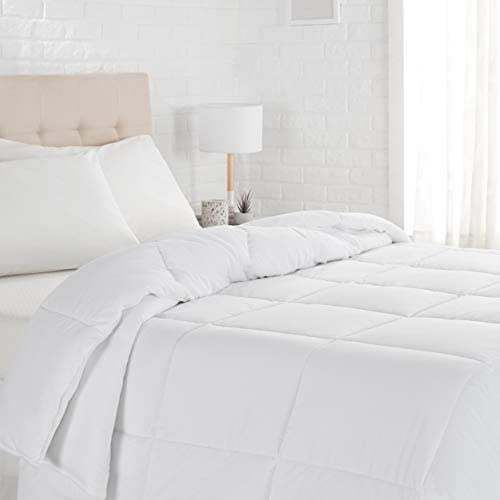 Amazon Basics Down Alternative Bed Comforter, King, White, Light