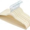 Amazon Basics Slim, Velvet, Non-Slip Clothes Suit Hangers, Ivory/Silver - Pack of 30