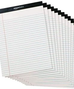 AmazonBasics Legal/Wide Ruled 8-1/2 by 11-3/4 Legal Pad - White (50 Sheet Paper Pads, 12 pack)