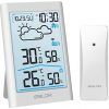 BALDR Wireless Weather Station, Digital Indoor Outdoor Thermometer Hygrometer with Backlight LCD Display and External Sensor, Ideal for Weather Forecast Monitoring, Alarm Clock - White