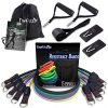 TheFitLife Exercise Resistance Bands with Handles - 5 Fitness Workout Bands Stackable up to 110 - 150 lbs, Training Tubes with Large Handles, Ankle Straps, Door Anchor Attachment, Carry Bag and eBook