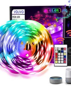 VOLIVO WiFi Smart Led Strip Lights 65.6ft Works with Alexa and Google Assistant, 2 Rolls of 32.8ft Led Light Strips, Music Sync Color Changing RGB Led Lights for Bedroom Kitchen, Party, TV