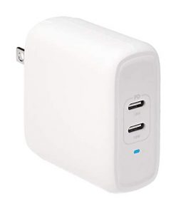 Amazon Basics 36W Two-Port GaN USB-C Wall Charger for Tablets and Phones with Power Delivery - White (non-PPS)