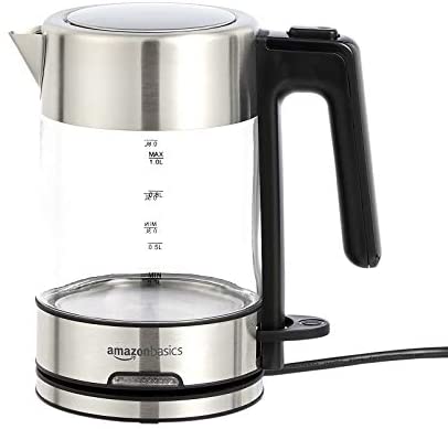 Amazon Basics Electric Glass and Steel Kettle - 1.0 Liter