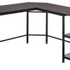 Amazon Basics L-Shape Computer Desk with Shelves for Storage, 54.3 Inch, Black with Black Frame