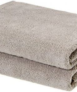 Amazon Basics Quick-Dry, Luxurious, Soft, 100% Cotton Bath Towels, Platinum - Set of 2