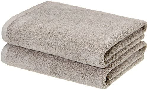 Amazon Basics Quick-Dry, Luxurious, Soft, 100% Cotton Bath Towels, Platinum - Set of 2