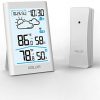 BALDR Indoor & Outdoor Thermometer and Hygrometer with White Backlight, Digital Wireless Weather Station, Temperature Monitor & Humidity Gauge, Battery-Operated - White