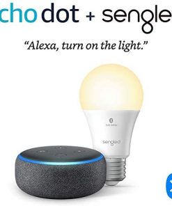 Echo Dot (3rd Gen) - Smart speaker with Alexa - Charcoal with Sengled Bluetooth bulb