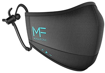 Hubble MaskFone - Face Protection with Wireless Headphones & Mic, 4 Layer Filter System, Volume Control - 12H Battery Life, IPX5 Waterproof - Alexa Compatible - Size M/L