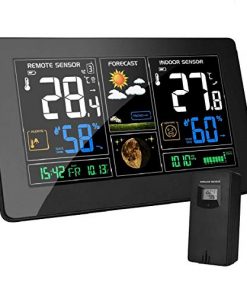 MOHOO Weather Station Wireless Home Weather Clock Indoor Outdoor Thermometer, Large Display Forecast Station with Adjustable Brightness and Barometer