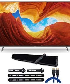 Sony XBR-75X900H 75-Inch Class HDR 4K UHD Smart LED TV (2020 Model) with Knox Gear Wireless Bluetooth Soundbar with mounting Bracket and 4K HDMI Cable Bundle (4 Items)