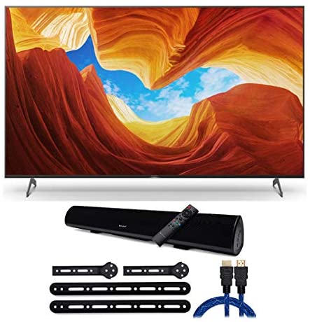 Sony XBR-75X900H 75-Inch Class HDR 4K UHD Smart LED TV (2020 Model) with Knox Gear Wireless Bluetooth Soundbar with mounting Bracket and 4K HDMI Cable Bundle (4 Items)
