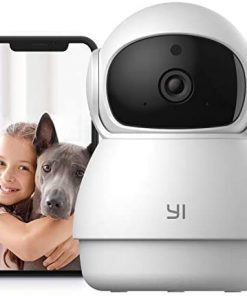 YI Indoor Wireless WiFi Security IP Camera Dome Guard, Smart Nanny Pet Dog Cat Cam with Night Vision, 2-Way Audio, Motion Detection, 360-degree, Phone App, Works with Alexa