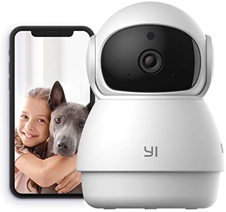YI Indoor Wireless WiFi Security IP Camera Dome Guard, Smart Nanny Pet Dog Cat Cam with Night Vision, 2-Way Audio, Motion Detection, 360-degree, Phone App, Works with Alexa