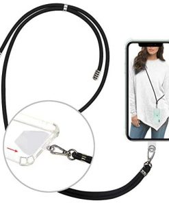 takyu Phone Lanyard, Universal Cell Phone Lanyard with Adjustable Nylon Neck Strap, Phone Tether Safety Strap Compatible with Most Smartphones with Full Coverage Case (Black)