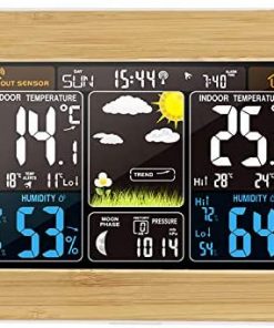 Accurate Weather Stations with Outdoor Sensor Wireless, Colour Screen The Weather Station for Home/Garden/Indoor/Outdoor (Wood)