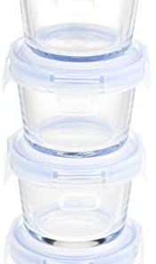 Amazon Basics ABL001 glass storage, 0.6-Cup, clear with blue lids