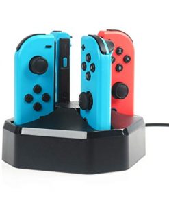 Amazon Basics Charging Station Dock for 4 Nintendo Switch Joy-con Controllers - 2.6 Foot Cable, Black