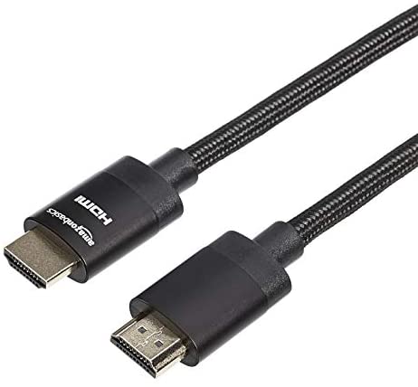 Amazon Basics Premium-Certified Braided HDMI Cable - Supports Ethernet, 3D, 4K HDR and ARC (4K@60Hz, 18Gbps) - 10 Foot