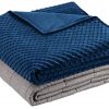 Amazon Basics Weighted Blanket with Minky Duvet Cover - 15lb, 60x80", Navy/Grey
