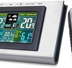 JIMEI Wireless Atomic Clock Weather Stations Indoor Outdoor Temperature Digital Alarm Desk Wireless Sensor Barometer Hygrometer