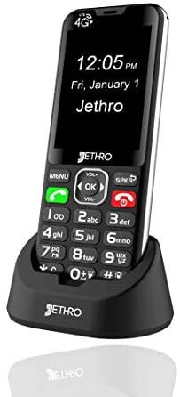 Jethro SC490 4G Unlocked Bar Style Senior Cell Phone for Elderly & Kids, Big Screen and Large Buttons, Hearing Aid Compatible with Charging Dock, FCC Certified.