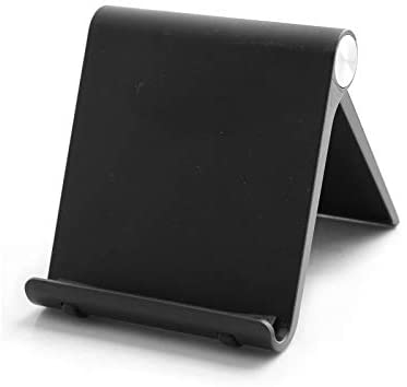 Mayten Adjustable Cell Phone Stand Universal Foldable Mobile Phone Dock，Compatible for iPhone12 iPhone11 Pro Xs Max 8 7 6,Switch,iPad Mini,Samsung GalaxyS10,Google Nexus,Kindle-Black