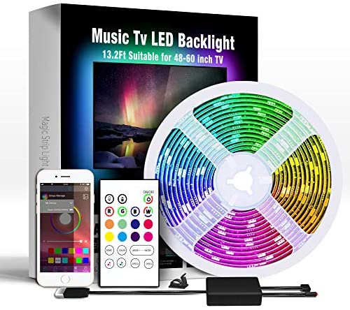 Miume 13.2Ft Music LED Strip Lights for 48-60 inch TV, RGB USB Powered TV Led Backlight with APP Control,TV Led Back Light Kit for Flat Screen TV,PC…