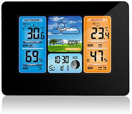 SALANGAE Home Weather Stations Wireless Indoor Outdoor, Color Weather Forecast Station, Digital Wireless Weather Station Thermometer,Barometer,Temperature and Humidity Monitor Alerts