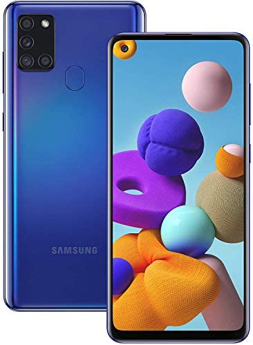 Samsung Galaxy A21S (64GB, 4GB) 6.5", Quad Camera, All Day Battery Dual SIM GSM Unlocked Global 4G LTE Volte (T-Mobile, AT&T, Metro, Straight Talk) International Model A217M/DS (64GB SD Bundle, Blue)
