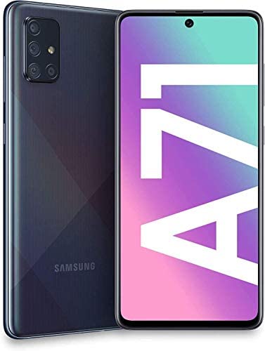 Samsung Galaxy A71 (128GB, 6GB) 6.7", 64MP Quad Camera, 25W Fast Charger, Android 10, GSM Unlocked US + Global 4G LTE International Model A715F/DS (128GB + 64GB SD + Case Bundle, Prism Crush Black)