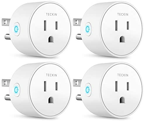 Smart Plug Works with Alexa Google Assistant SmartThings for Voice Control, Teckin Mini Smart Outlet Wifi plug with Timer Function, No Hub Required, White Fcc Etl Certified