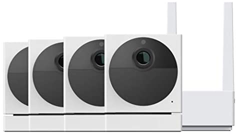 Wyze Cam Outdoor Bundle (Includes Base Station and 4 Cameras), 1080p HD Indoor/Outdoor Wire-Free Smart Home Camera with Night Vision, 2-Way Audio, Works with Alexa & Google Assistant - 4 Camera Kit