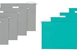 AmazonBasics Hanging Folders, Letter Size, Gray, 25-Pack & Hanging Folders, Letter Size, Aqua, 25-Pack
