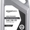 AmazonBasics High Mileage Motor Oil - Full Synthetic - 5W-20 - 5 Quart