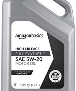 AmazonBasics High Mileage Motor Oil - Full Synthetic - 5W-20 - 5 Quart