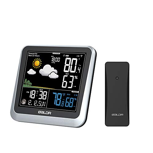 BALDR Color Display Digital Wireless Indoor/Outdoor Weather Station | Thermometer & Hygrometer - Displays Temperature, Humidity, and Barometer - Constant Backlight with Dimmer - Power Adapter Included