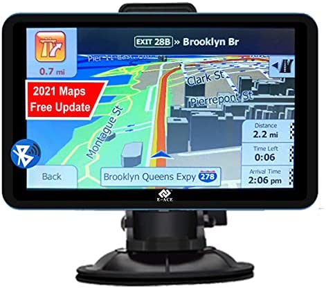 E-ACE GPS Navigation for Car with Bluetooth 5" Touchscreen 8GB+128M Vehicle GPS Navigator System Real Voice Spoken Turn Direction Reminding GPS for Car with Lifetime Free Map Update (G515, 5 inch)
