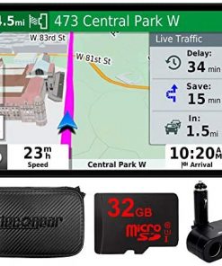 Garmin 010-N2038-02 Drivesmart 65T GPS Navigator (Renewed) Bundle with Dual DC12V/24V Electronic Multifunction Car Socket, 32GB MicroSD Card & Deco Gear Hard EVA Case with Zipper